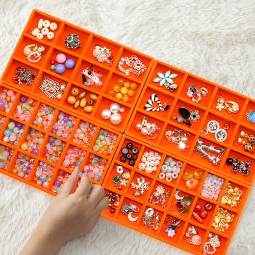 Jewelry Organizer Tray Stackable Velvet Jewelry Trays Drawer Inserts Earring Ring Necklace Organizer Display Case - color: Orange, size: 8 Pcs
