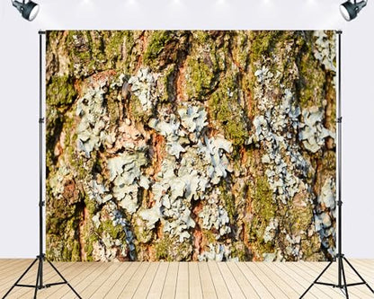Trykid 15x10ft Tree Bark Lichen Texture Backdrop Organic Natural Earthy Textured Rustic Surface Photography Background Nature Style Tapestry Party Decoration Photo Studio Prop Fabric - size: 15x10ft