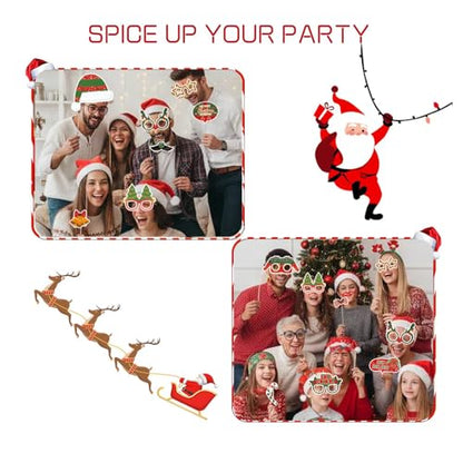 Ugly Christmas Sweater Party Props,34 Pcs Ugly Sweater Photo Booth Props for Christmas Party Decorations,Holiday Party Props for Photography Supplies,Selfie Props Xmas - size: 34