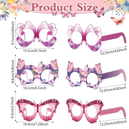 36 Pcs Butterfly Party Favors for Girls Kids, Paper Eyeglasses for Birthday Party Supplies, Spring Easter Decorations, Photo Booth Props, Bulk Goodie Bag Stuffers, Classroom School Rewards - style: Butterfly