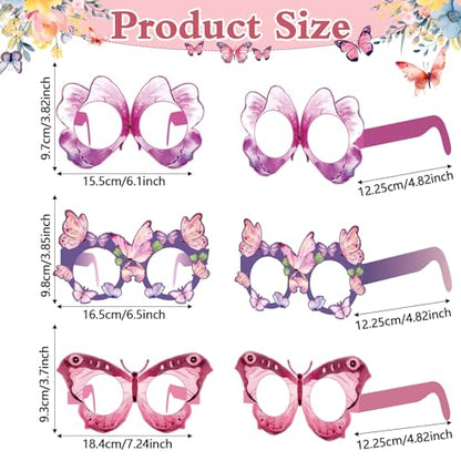 36 Pcs Butterfly Party Favors for Girls Kids, Paper Eyeglasses for Birthday Party Supplies, Spring Easter Decorations, Photo Booth Props, Bulk Goodie Bag Stuffers, Classroom School Rewards - style: Butterfly