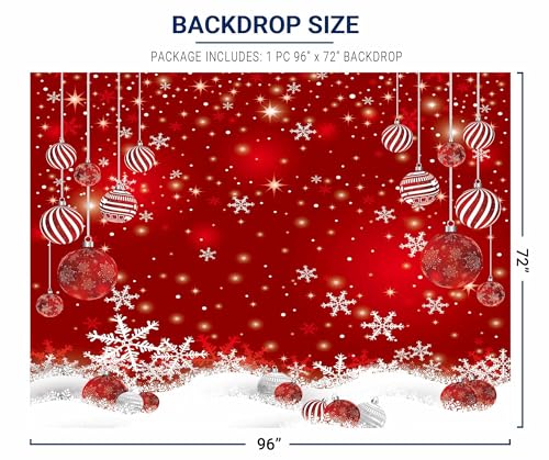 Allenjoy 8 x 6 FT Red Christmas Sparkle Bokeh Snowflakes Photography Background Xmas Party Decor Backdrop for Photo Studio Prop Supplies - size: 96 x 72 in