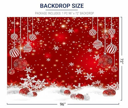 Allenjoy 8 x 6 FT Red Christmas Sparkle Bokeh Snowflakes Photography Background Xmas Party Decor Backdrop for Photo Studio Prop Supplies - size: 96 x 72 in