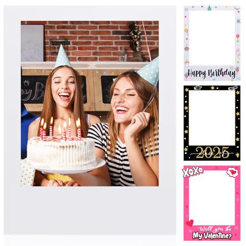 Beeveer 32 x 24 Inch Photo Booth Selfie Frame Prop Booth for Birthday Event Parties Large Blank DIY Cutout Props for Funny Decoration Christmas, Holiday Supplies - color: White, style: Vertical