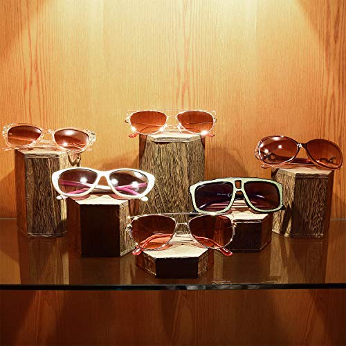 MOOCA Wooden 6 Pcs Hexagon Risers for Display Jewelry and Accessories Display Stand, Brown - color: Brown, 6 Pieces