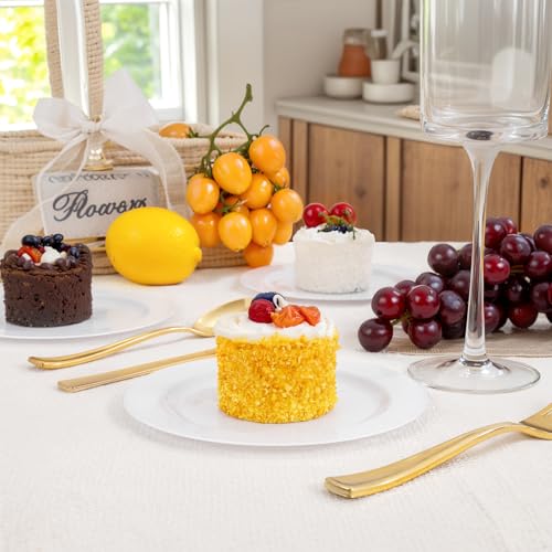 bUCLA 200PCS White Plastic Plates - 6.25inch Disposable Salad/Dessert/Appetizer/Small Cake Plates for Wedding & Party - color: 6.25Inch-200pcs-White