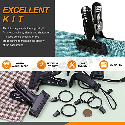 22Pcs Backdrop Heavy Duty Spring Clamps Elastic Photo Clips Holder Clips Assortment Kit w Curtain Clips Backdrop Rings Metal Backdrop Clips Clamps for Photography Video Studio Photo Backdrop - size: Metal Backdrop Clips Set