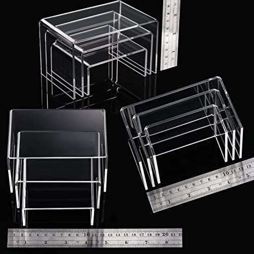 Chuangdi 2 Sets Acrylic Display Risers, Product Stand, Jewelry Display Riser Shelf Showcase Fixtures for Dessert Cupcake Candy Figure Treat Action Showcase(Clear,Small Set) - color: Clear, size: Small Set