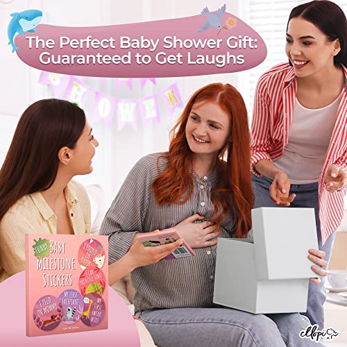 Hilarious Baby Girl Milestone Photo Prop 4 in Stickers. Cute Pink and Purple 30 Pack- 12 Months, 4 Good and 12 Funny Moments Plus 1 Blank Decal for Infant or Newborn Pictures. New Mom Baby Sticker Set