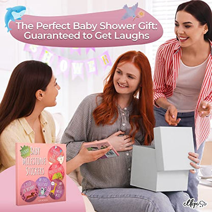 Hilarious Baby Girl Milestone Photo Prop 4 in Stickers. Cute Pink and Purple 30 Pack- 12 Months, 4 Good and 12 Funny Moments Plus 1 Blank Decal for Infant or Newborn Pictures. New Mom Baby Sticker Set