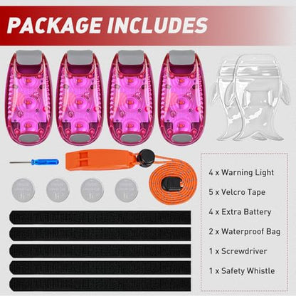 Nilight LED Safety Light 4PCS Pink Marine Navigation Bike Tail Lights Three Modes Waterproof Reflective Gear Clip On Flash Strobe Indicator Lamp for Night Boating Fishing Cycling Jogging - color: 3LED Safety Light-Pink