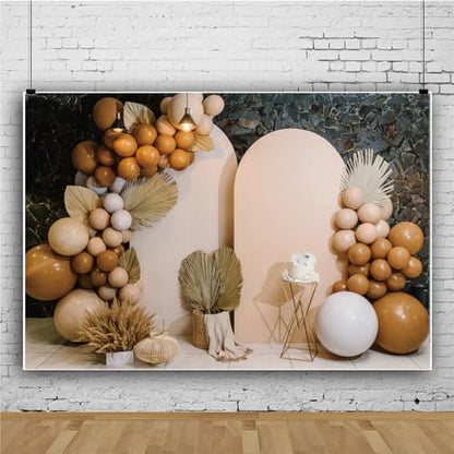 8x6ft Boho Cake Smash Decoration Backdrop for Baby Shower Ceremony Birthday Wedding Party Photography Background Photo Studio Props - size: 8x6ft