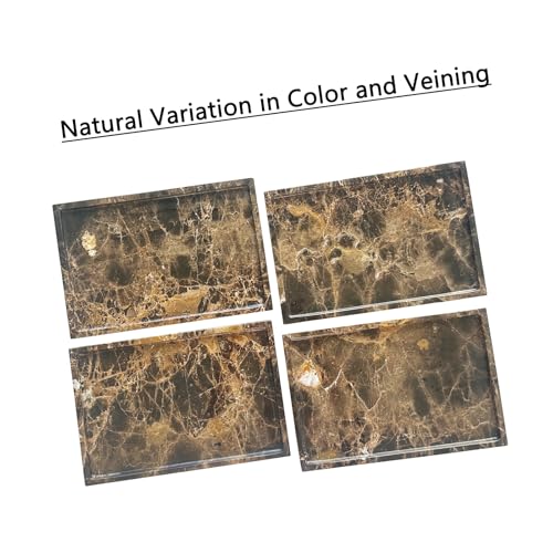 Natural Marble Tray for Bathroom Countertop, Dark Brown Marble Stone Tray for Kitchen Counter (Coffee Net, 12" x 8") - color: Dark Brown