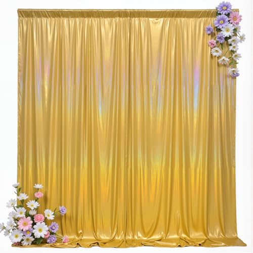 10x10ft Glitter Sequin Gold Backdrop Curtains Photo Backdrop Curtain Fabric Gold Shimmer Drapes Backdrop Bridal Baby Shower Wedding Birthday Party Photography Backdrops Photoshoot 5x10FT, 2 Panels - color: Glitter Gold, size: 10 ft X 10 ft(2 Panels 5ft X