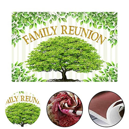 Family Reunion Backdrop, Family Tree Members Theme Photo Backdrop Vinyl 10x8ft Green Tree Family Gather Welcome Party Photography Backdrops Rod-Pocket Props, BJLSGU97 - size: 10x8ft