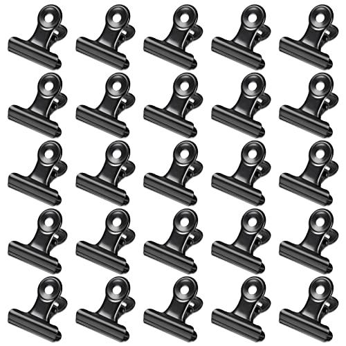 30 Pack Bulldog Clips 0.87 Inch Small Hinge Paper Clips Metal Hinge Clips for Crafts, Food Bags, Drawings, Photos at Home Kitchen & Office Usage, Black, 22mm - color: Black, size: 22mm