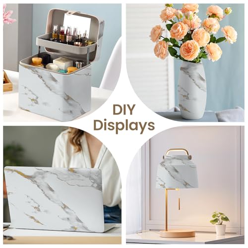 practicalWs Glossy Marble Wallpaper Peel and Stick White/Gold Granite Contact Paper Removable Wall Paper for Kitchen Countertop Cabinet Furniture 17.7" x 196.8" - color: Gold/White, size: 17.7" x 196.8"