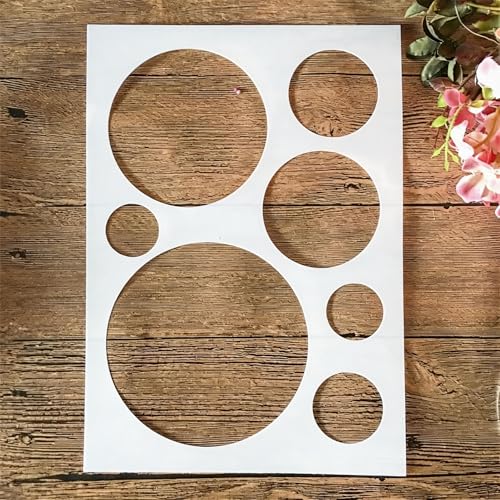 TIAMECH A4 Reusable Round Geometric Stencil for Painting - Circle Student Drawing Layering Template, DIY Wall Art, Wood Furniture, Scrapbook & Crafts (8.3x11.7inch) - style: Geometry Round