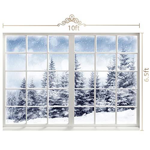10x6.5ft Winter Forest Window Backdrop - Baby Newborn Winter Wonderland Backdrop for Photography Props - Christmas