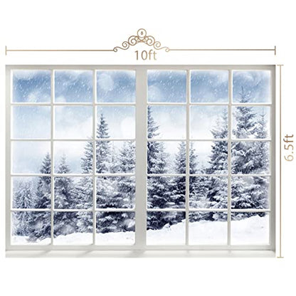 10x6.5ft Winter Forest Window Backdrop - Baby Newborn Winter Wonderland Backdrop for Photography Props - Christmas