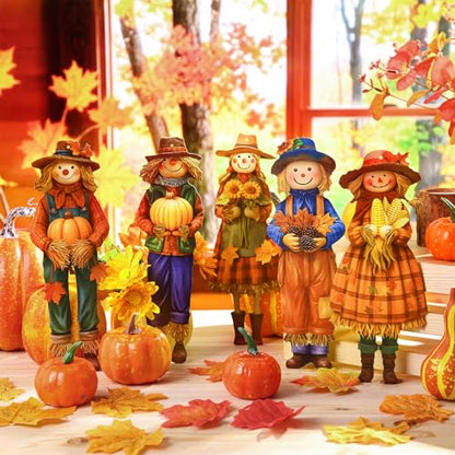Thanksgiving Scarecrow Garland Fall Wooden Scarecrow Banner Fall Decorations for Home, Wooden Hanging Garland for Autumn Harvest Party Wall Decor Photo Booth Backdrop - style: Scarecrow