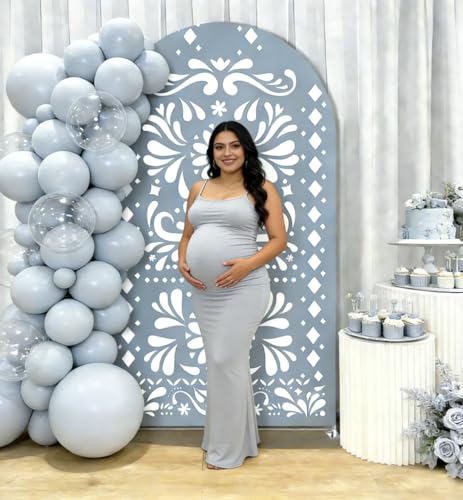 Dusty Blue Cielito Lindo Arch Backdrop Covers 6.6FT Mexican Theme Fiesta Wedding Parties Decoration Baptismx Baby Shower Birthday Party Supplies - color: G-4038, size: 3.3 x 6.5 ft