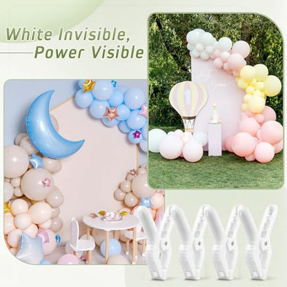 LemonRoad 24 Pcs 4" Clips for Balloon Arch White Heavy Duty 2" Opening Spring Clamps for Birthday Baby Shower Balloon Arch, Tablecloth Clip, Backdrop Stand for Wedding Photography Studio Decoration