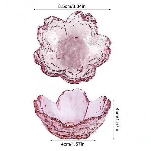 4 Pack Sakura Sauce Dishes Set, Pink Cherry Flower Crystal Glass Appetizer Plates Dipping Bowls Tasting Dishes Serving Dish Seasoning Saucers Bowl Little Bowls Ice Cream Snack Sushi Soy Condiment Dish - color: Glass Sakura