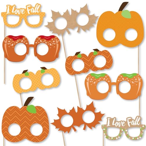 Big Dot of Happiness Pumpkin Patch Glasses and Mask - Fall Photo Booth Props - Thanksgiving & Halloween Decorations - Fall Décor - 10 Count - color: Multi Color