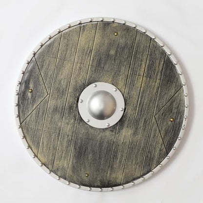 iEFiEL Medieval Vikings Era Shield Wood-Look Warrior Role Play Halloween Fantasy Photography Props - color: Coppery