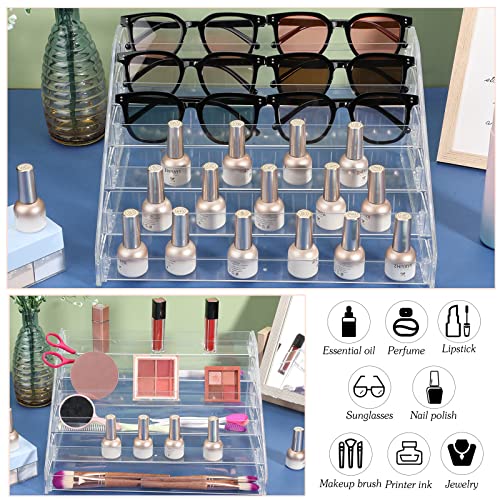Jetec 2 Pcs Acrylic Card Display Stand Versatile Display for Trading Cards Greeting Card Sunglasses Organizer Nail Polish Holder Essential Oils Cosmetic Cases Eyewear Rack(6 Tiers Style) - style: 6 Tiers Style