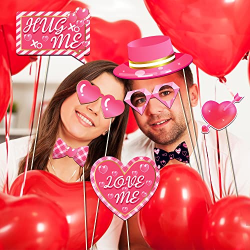 25Pcs Valentine's Day Photo Booth Props Valentine's Day Party Decorations Valentine's Day Party Props Valentine's Day Selfie Props with Stick for Valentine Party Decorations