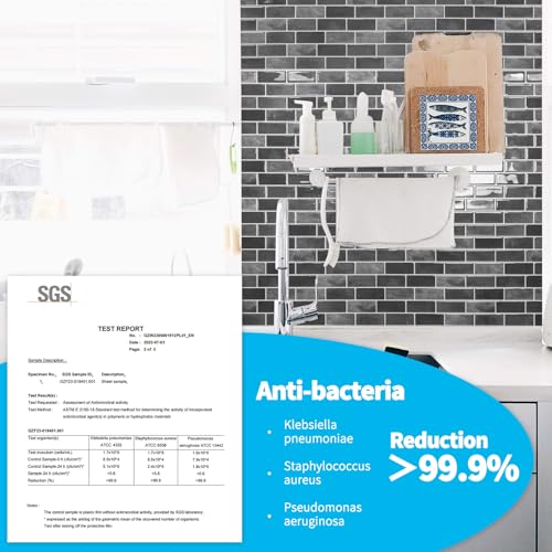 Art3d 10-Sheet Kitchen Backsplash Tiles Peel and Stick, Self Adhesive Wall Tile Sticker for Kitchen Island Bathroom Laundry Room RV Renter 12" x 12" - Smoky Black - color: Smoky Black