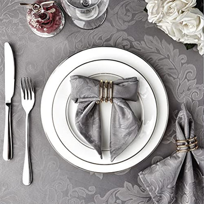 Cloth Napkins Set of 8 – Square 17x17 Inch Jacquard Fabric Polyester Washable Reusable Cloth Napkins for Kitchen Dinner Dining Restaurants Wedding Party Banquet Table (Grey, 17X17 Inch) - color: Gray(01)
