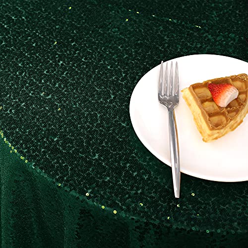 Nanbowang Dark Green Sequin Tablecloth - 60" Round, Perfect for Parties & Events - size: 60" (Round)