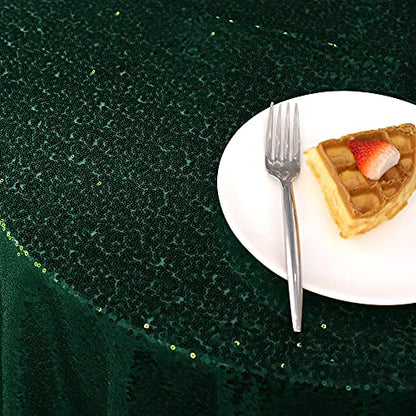 Nanbowang Dark Green Sequin Tablecloth - 60" Round, Perfect for Parties & Events - size: 60" (Round)