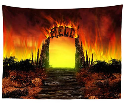 BELECO Hell Gate Photography Backdrop Fabric 10x6.5ft Hellfire Stairway to Hell Background Christian Religious Belief Church Event Party Decorations Backdrop Adult Artistic Portrait Photoshoot Props - size: 10x6.5ft