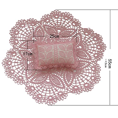 Coberllus Newborn Photography Props Posing Pillow & Hollow Out Lace Round Rug Backdrop Blanket Baby Photo Prop Photo Shoot