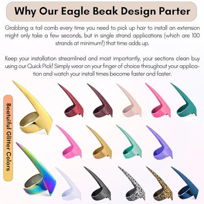 Hair Parting & Sectioning Ring - Stainless Steel Finger Braiding Hair Pick Tools for Durable Dreadlocks Wig Quick Installation of Remy Human Hair Extensions Hair Styling Tools (Silver) - color: Silver