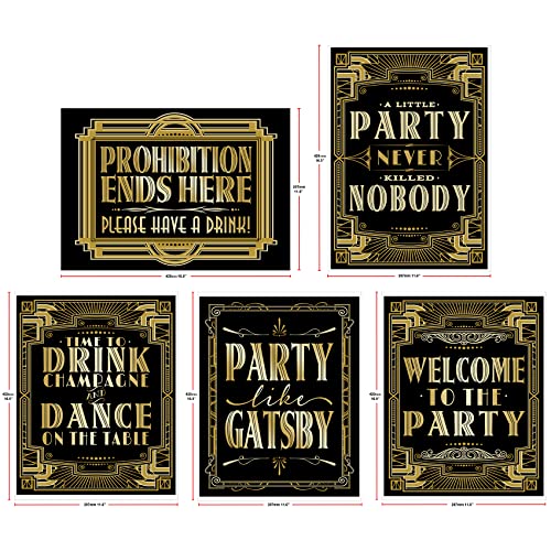 Roaring 20s Poster Photo Booth Props Sign 16x12inch A3 5-Pack - color: 5-in-set