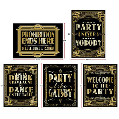 Roaring 20s Poster Photo Booth Props Sign 16x12inch A3 5-Pack - color: 5-in-set