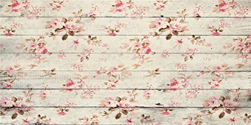 AOFOTO 15x8ft Vintage Wooden Plank Flowers Photography Background Mother's Day Rustic Floral Wood Board Backdrop Mum Lady Girl Kid Baby Retro Artistic Portrait Photoshoot Studio Props Vinyl Wallpaper - size: 15x8ft