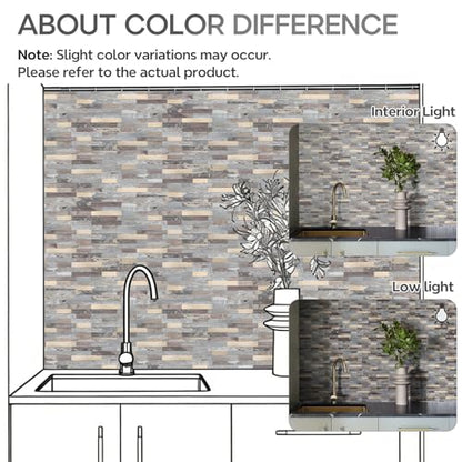 STICKGOO Peel and Stick Backsplash, PVC Wall Tiles Stick on Backsplash for Kitchen(10 Sheets, Distressed Wood with Metal Gold) - color: Distressed Wood with Metal Gold