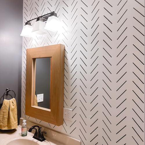 Geometric Wall Stencils for Painting 14” Herringbone Stencil Brick Hexagon Lines Wall Stencils for Painting Large Pattern - style: Geometric