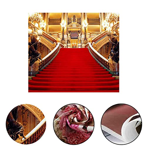 Red Carpet Backdrop, Golden Palace Gorgeous European Hall Photo Backdrop, Vinyl 5x5ft Prom Picture Photo Studio Props BJXTGU11 - color: Red, size: 5x5ft