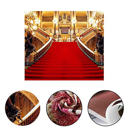 Red Carpet Backdrop, Golden Palace Gorgeous European Hall Photo Backdrop, Vinyl 5x5ft Prom Picture Photo Studio Props BJXTGU11 - color: Red, size: 5x5ft
