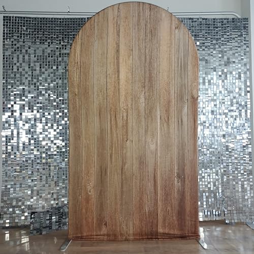 FiVan Arch Covers Stretchy Backdrop for Birthday Baby Shower Party Decoration 3x6ft Wood Plank Pattern Baptism Background Props NO-406 - color: NO-406, size: 3x6ft(90x180cm)