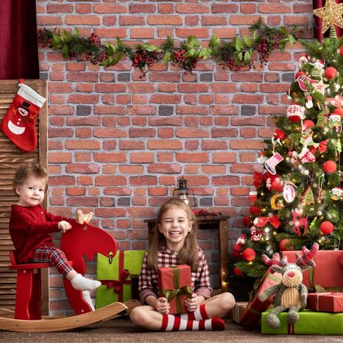 Abyssaly Brick Peel and Stick Wallpaper - Red Brown Brick Wrapping Paper Contact Paper - Faux Stone Wallpaper for Fireplace Kitchen Party Decoration 17.5" x 118" - color: Light Red, size: 17.7" x 118"