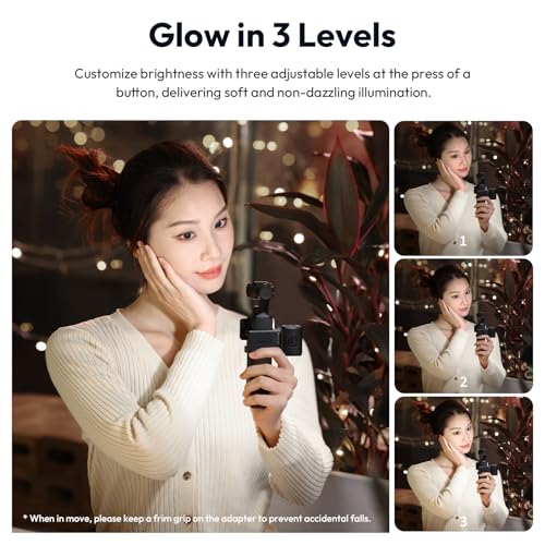 ULANZI LM001 Magnetic Fill Light for DJI Osmo Pocket 4/3/Xtra Muse, 2W 5800K LED Light with CRI ≥95, 500mAh USB C Rechargeable, IPX4 Waterproof, 3-Level Brightness, for Vlog & Outdoor