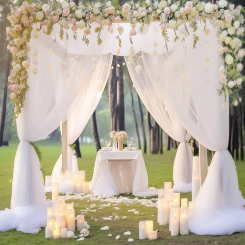 20x10 White Tulle Backdrop Curtains for Parties, Sheer Backdrop Curtain Wedding Photo Background Drapes for Baby Shower Photography Birthday Party - color: White, size: 20x10ft